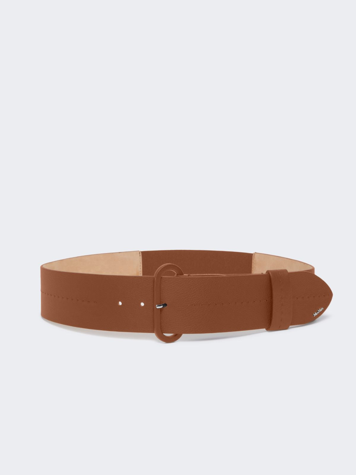 Semi-glossy leather belt - Amber brown