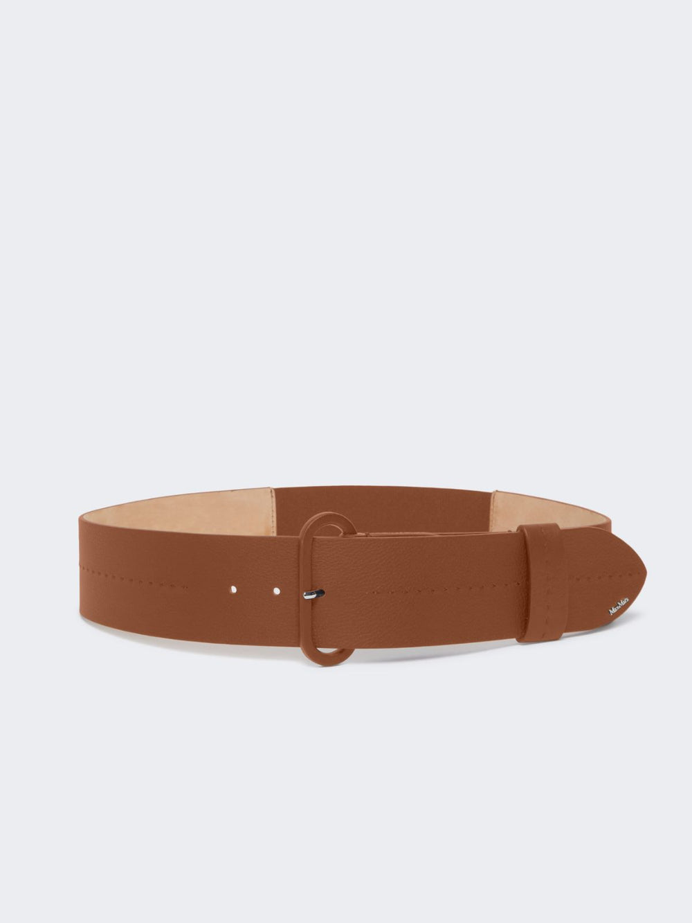 Semi-glossy leather belt - Amber brown