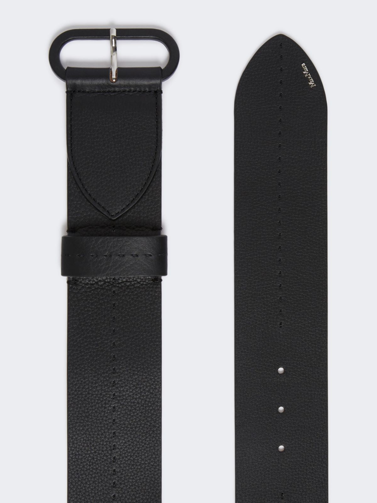Semi-glossy leather belt - Black