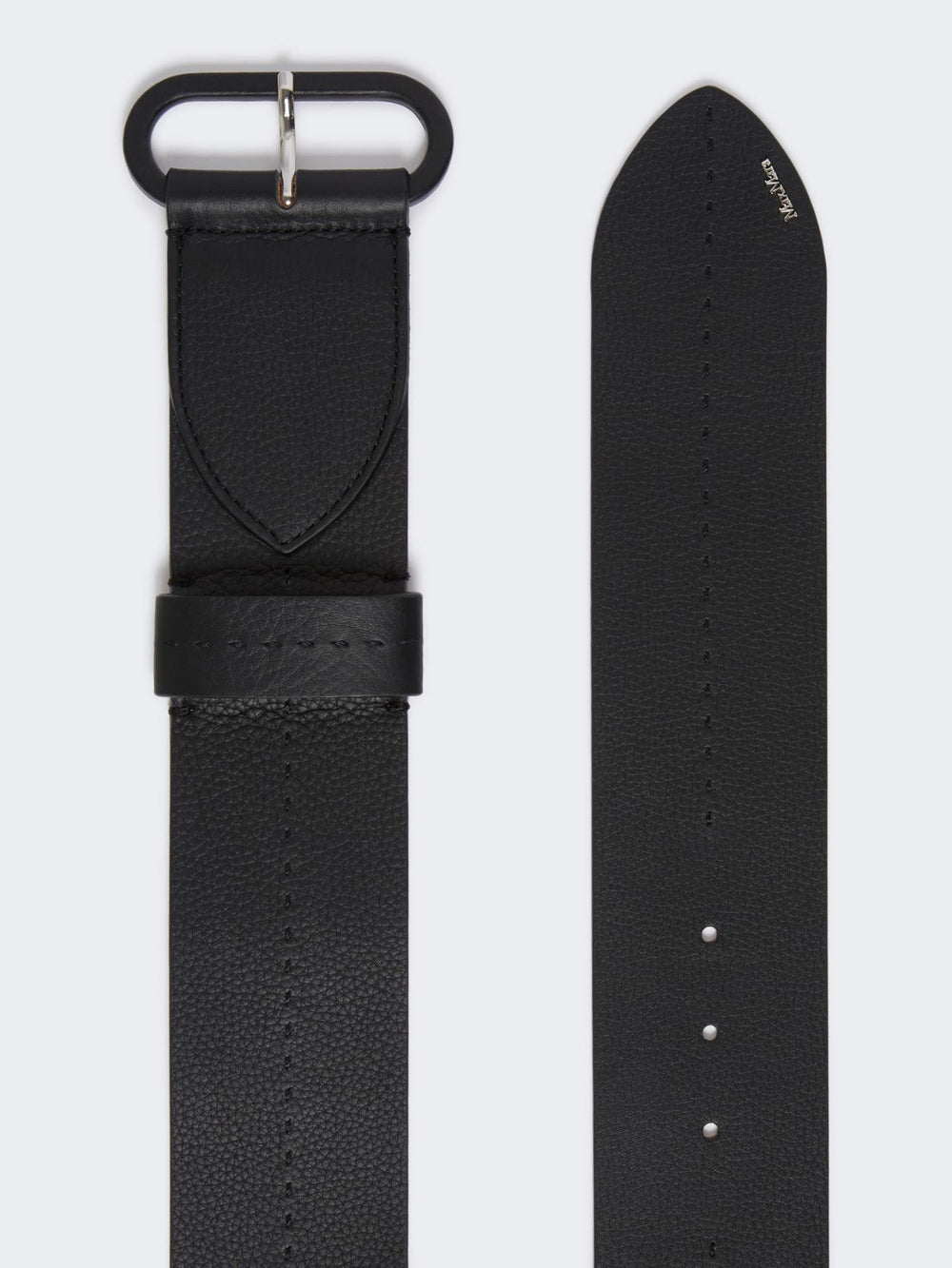 Semi-glossy leather belt - Black