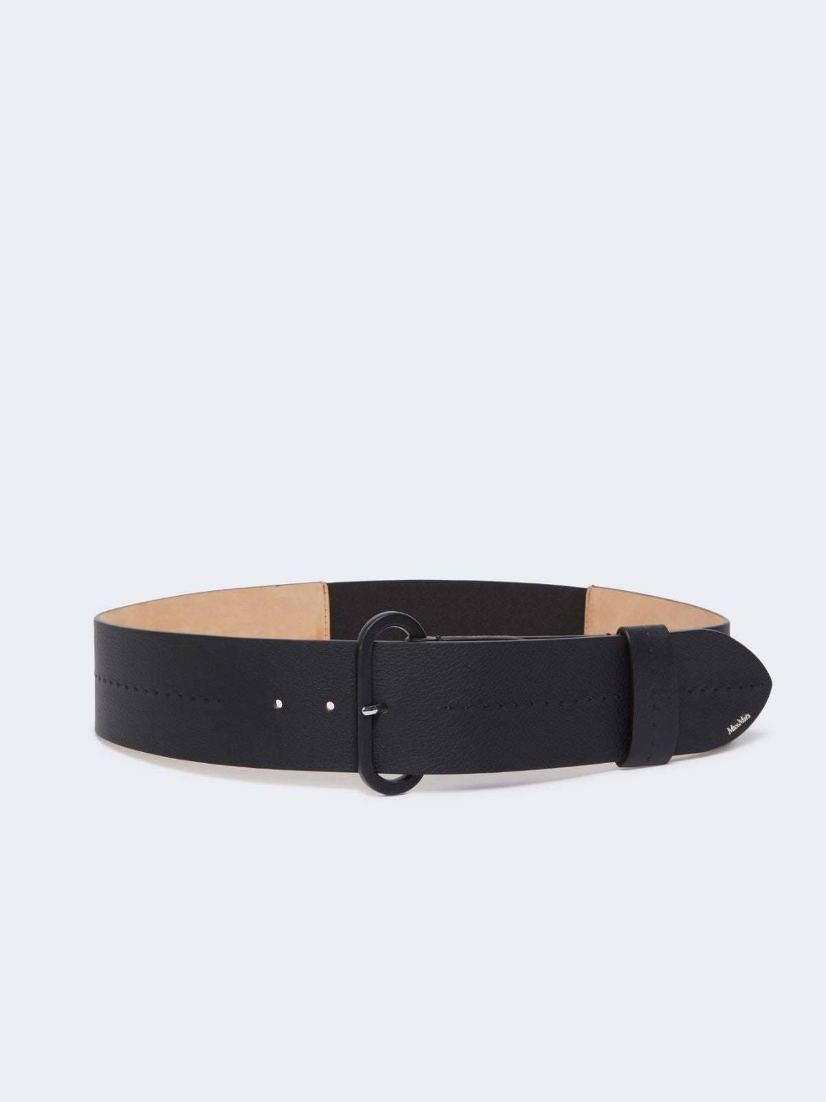 Semi-glossy leather belt - Black