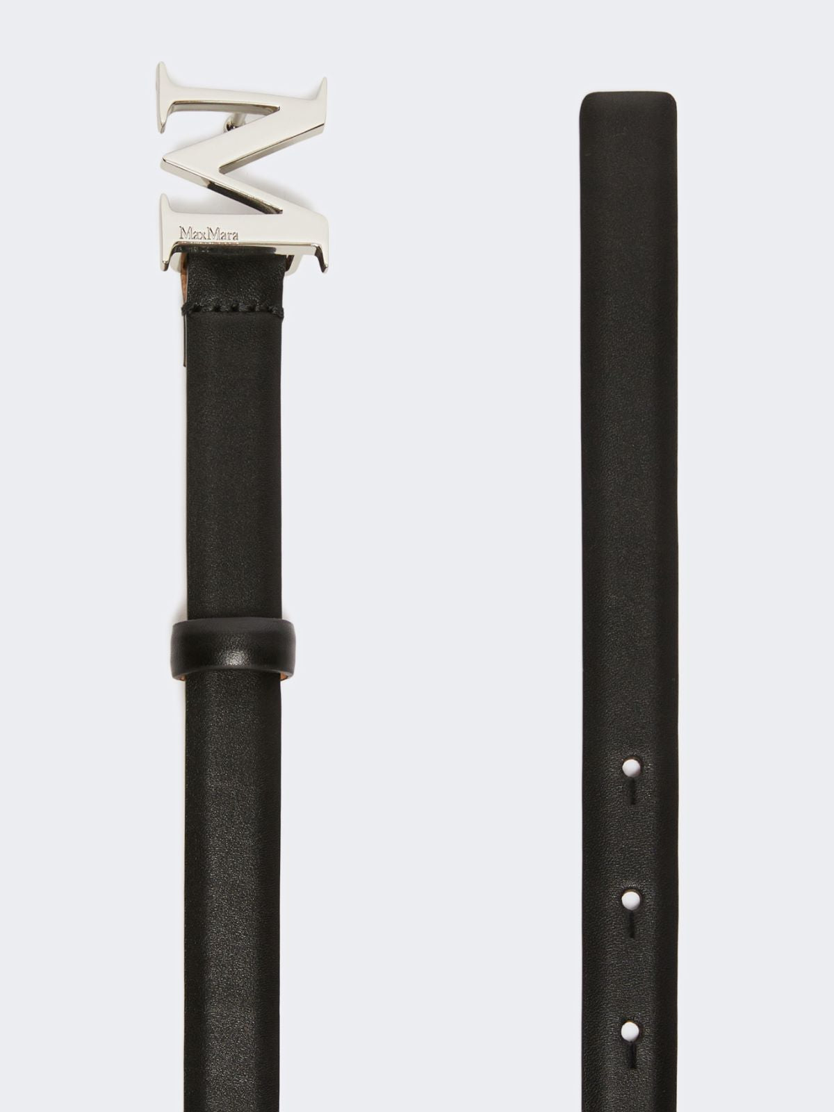 Leather belt with Monogram buckle - Black