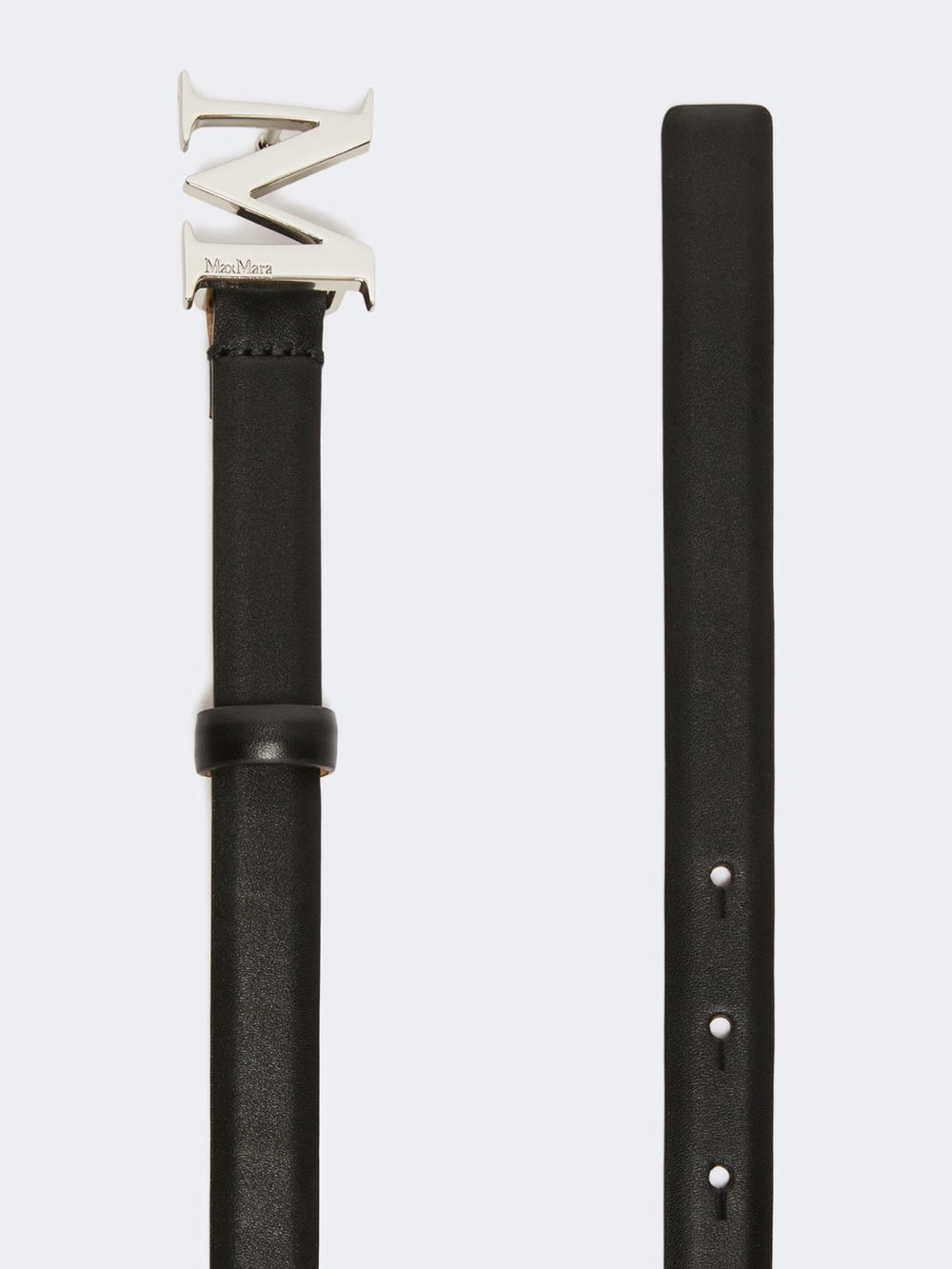 Leather belt with Monogram buckle - Black