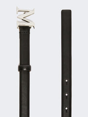 Leather belt with Monogram buckle - Black