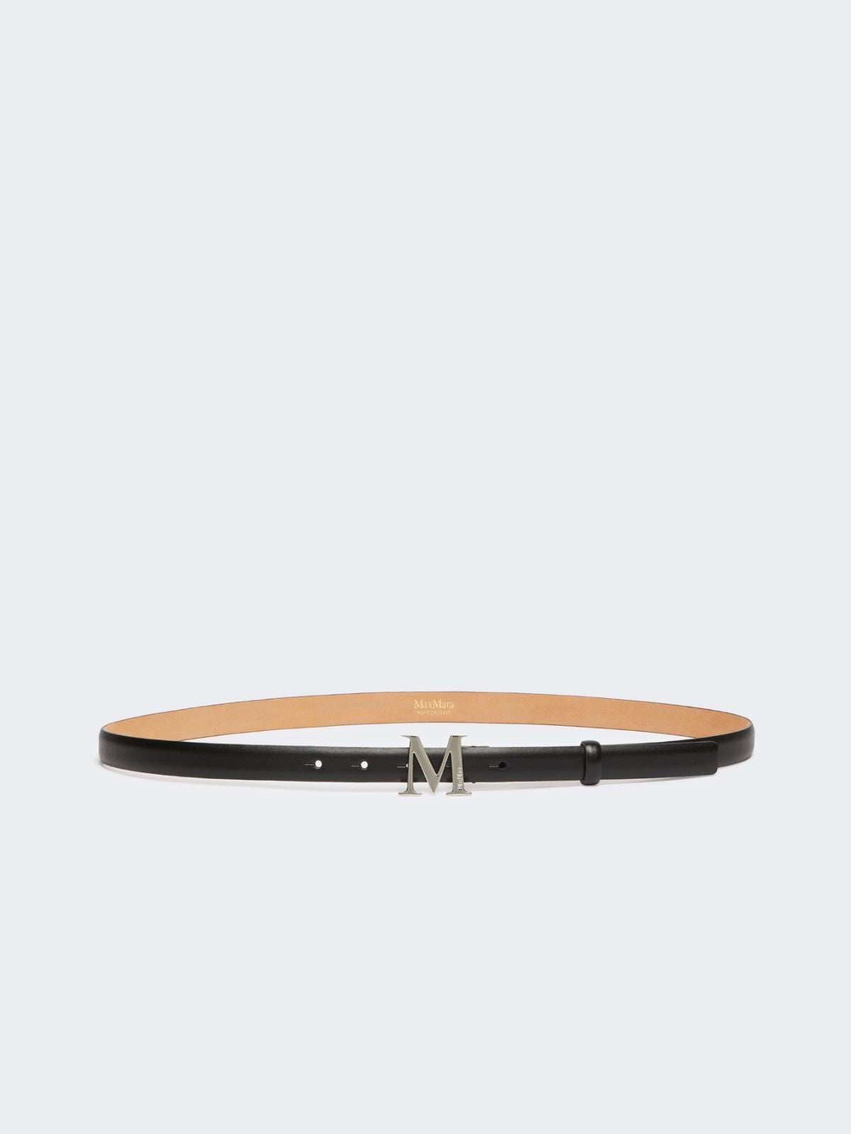 Leather belt with Monogram buckle - Black