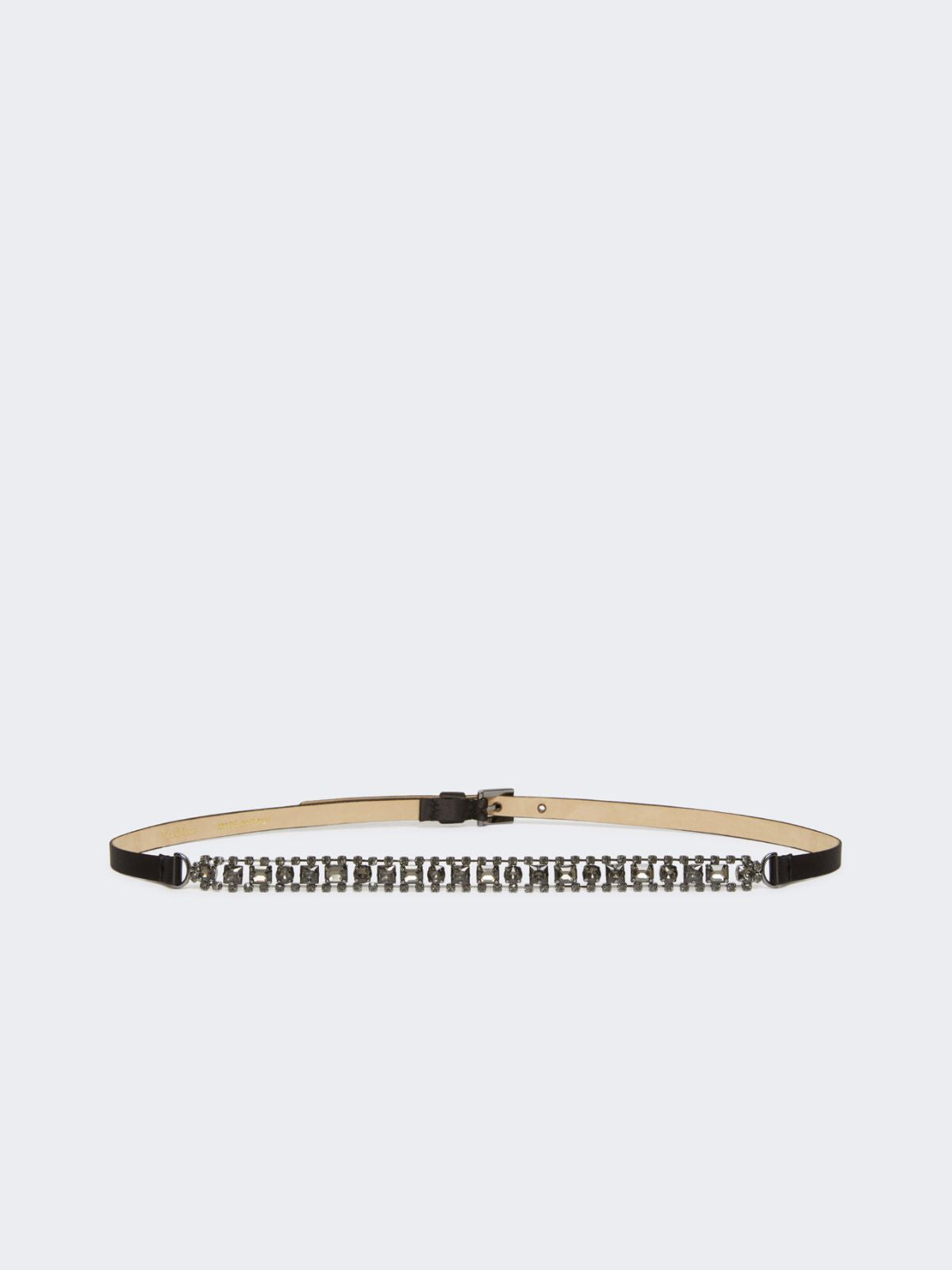 Bejewelled satin belt - Black