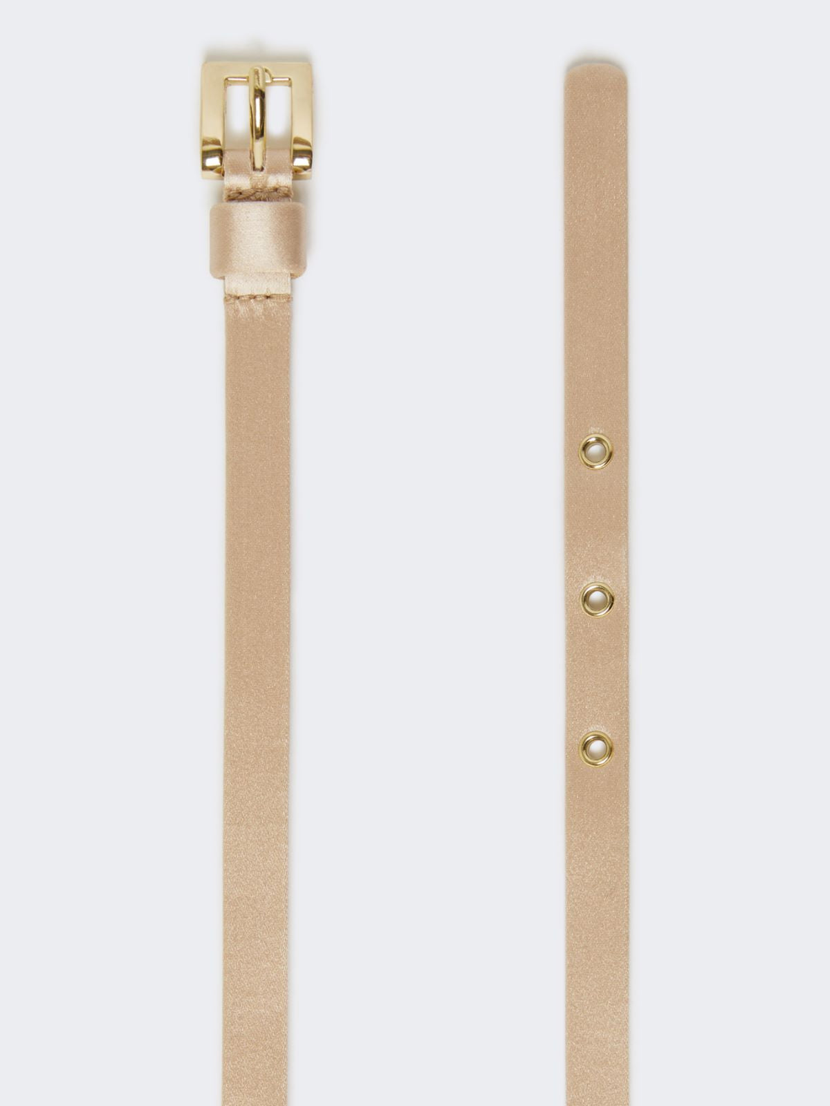 Bejewelled satin belt - Powder