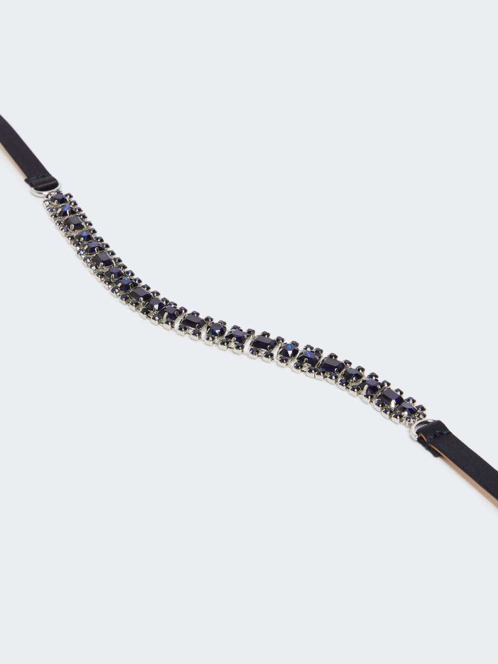 Bejewelled satin belt - Navy