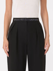 Bejewelled satin belt - Navy