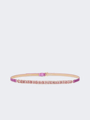 Bejewelled satin belt - Fuchsia
