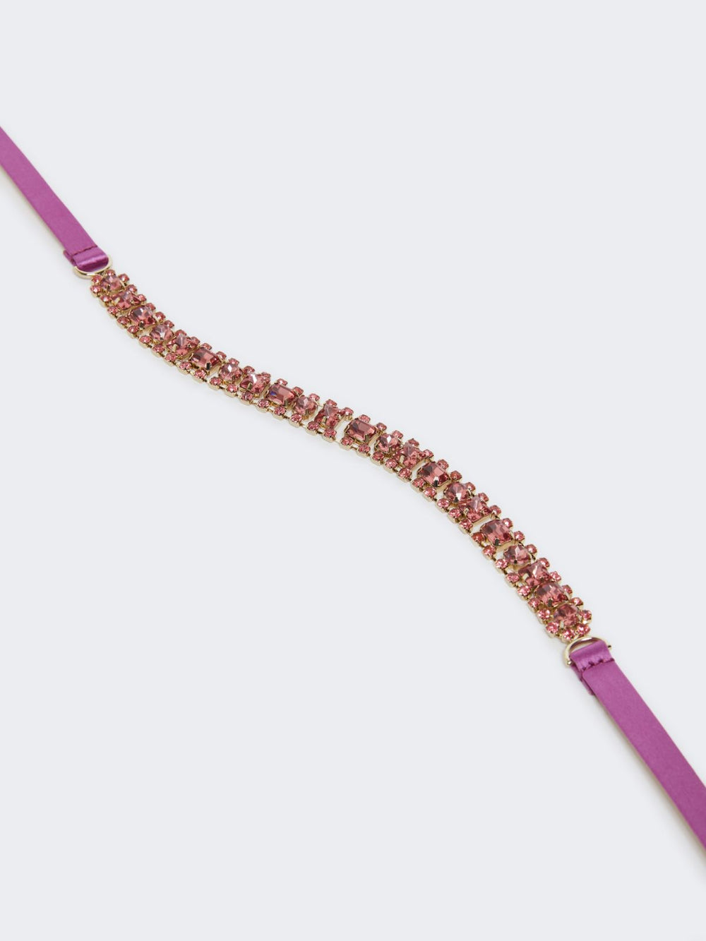 Bejewelled satin belt - Fuchsia