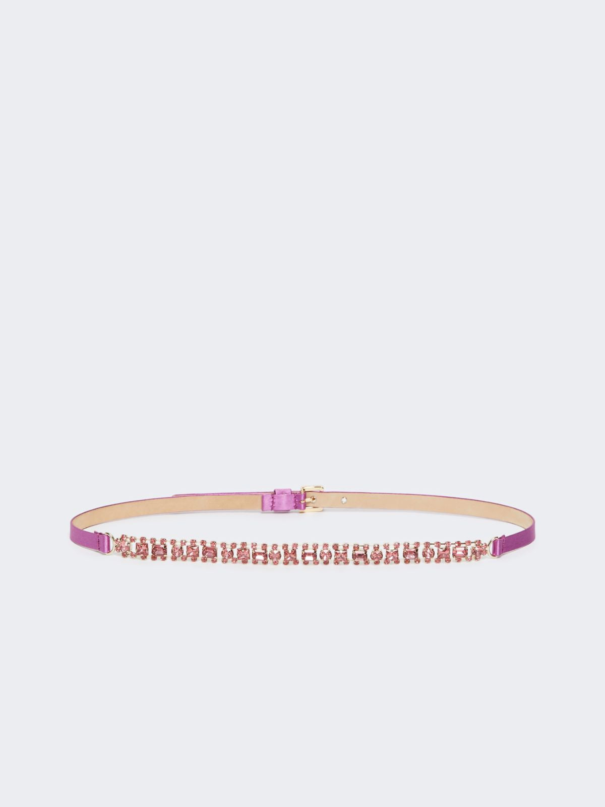 Bejewelled satin belt - Fuchsia