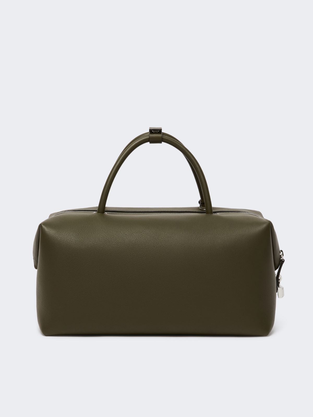 Large leather Boston bag with pockets - Dark brown