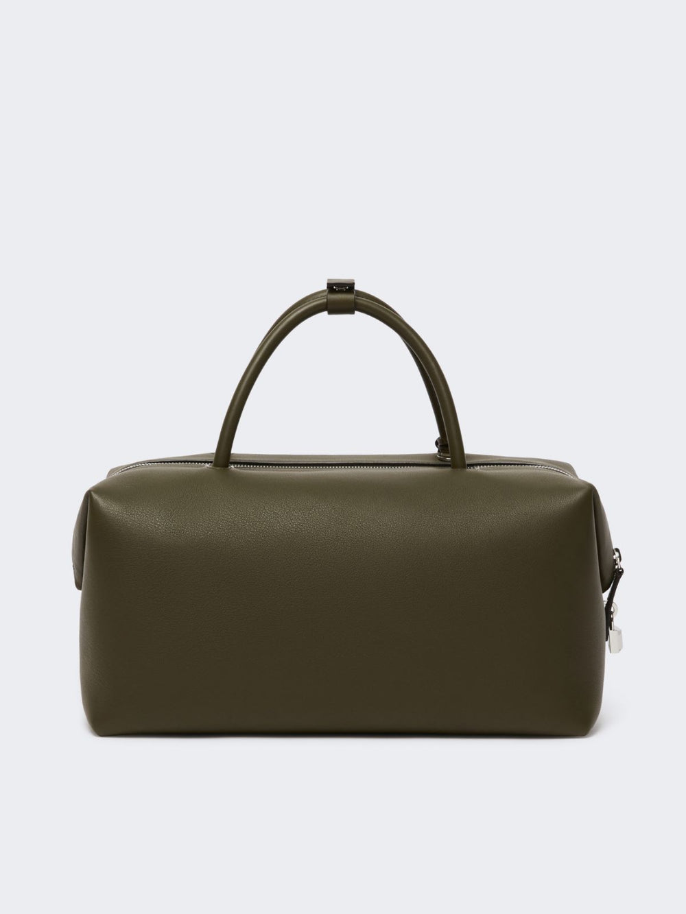 Large leather Boston bag with pockets - Dark brown