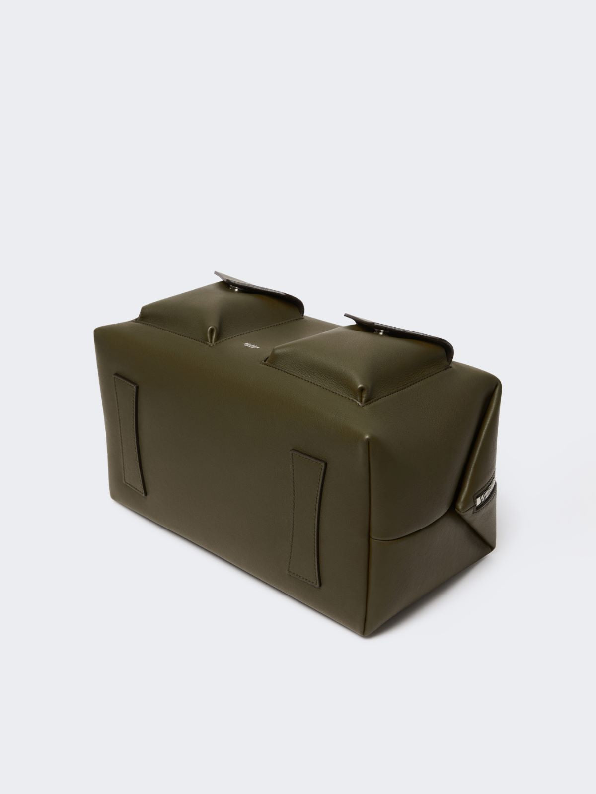 Large leather Boston bag with pockets - Dark brown