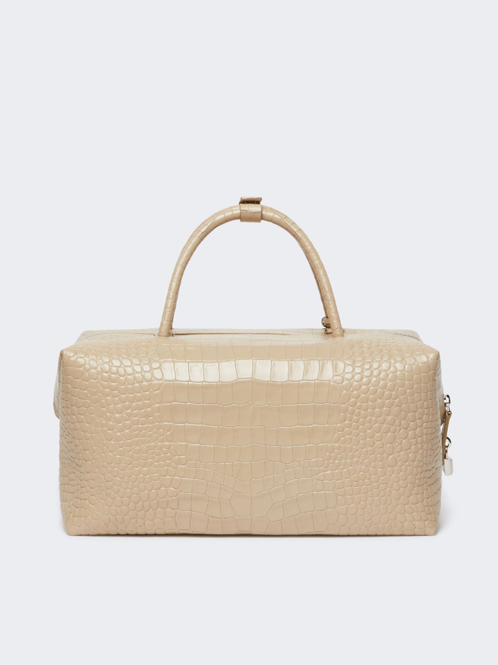 crocodile-print leather Boston bag - Ice Large