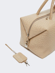 crocodile-print leather Boston bag - Ice Large
