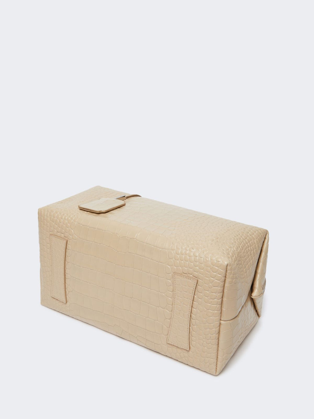 crocodile-print leather Boston bag - Ice Large