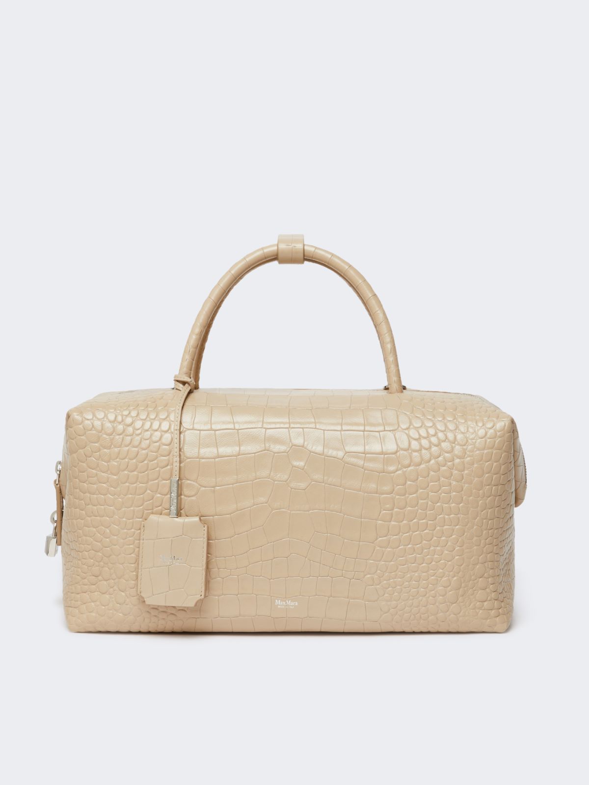crocodile-print leather Boston bag - Ice Large