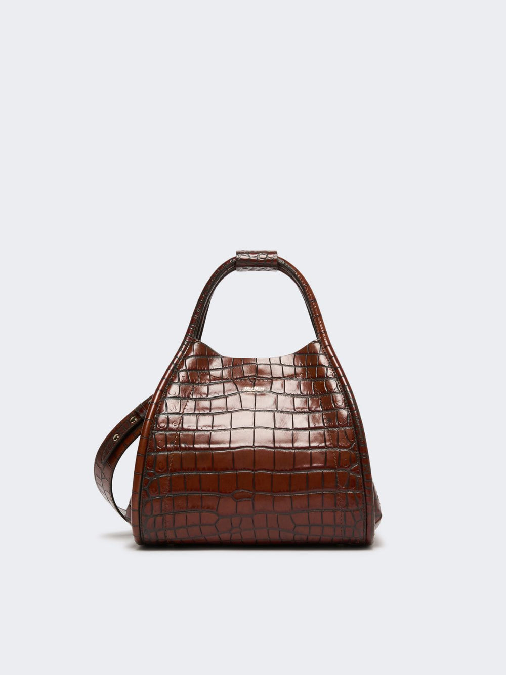Small crocodile-print leather Marine bag - Brown
