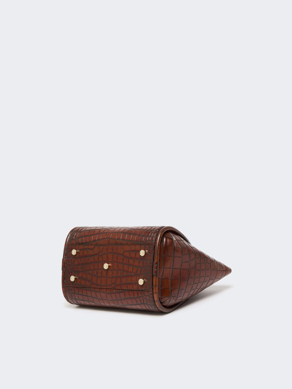 Small crocodile-print leather Marine bag - Brown