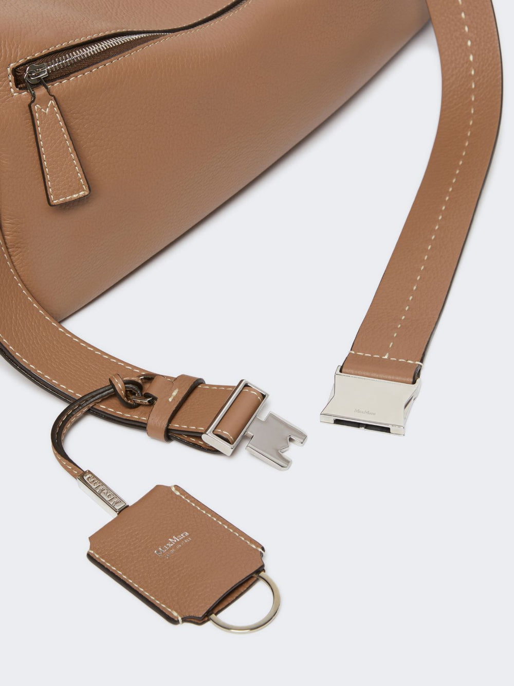 Medium leather shoulder bag - Brown