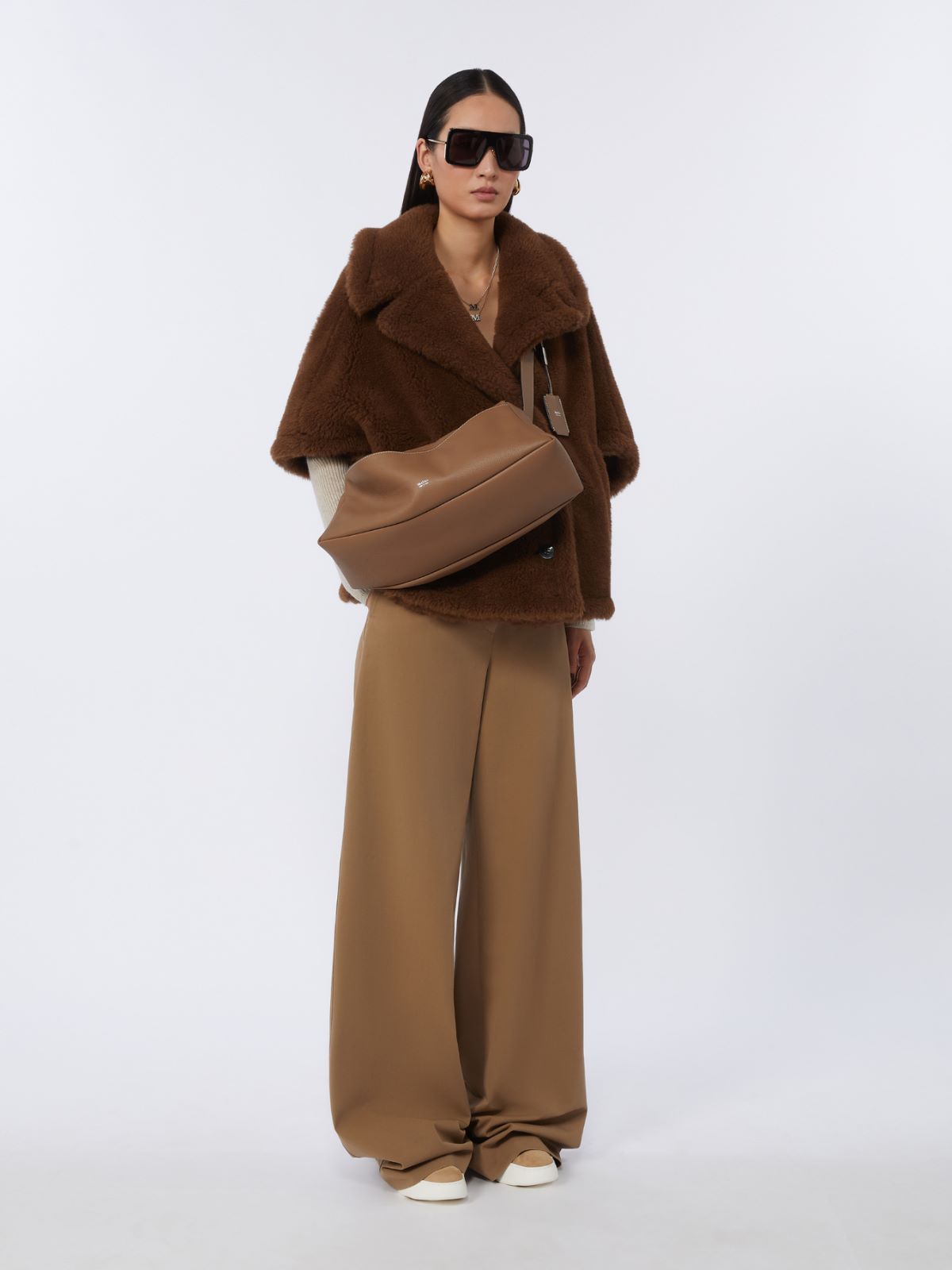 Medium leather shoulder bag - Brown