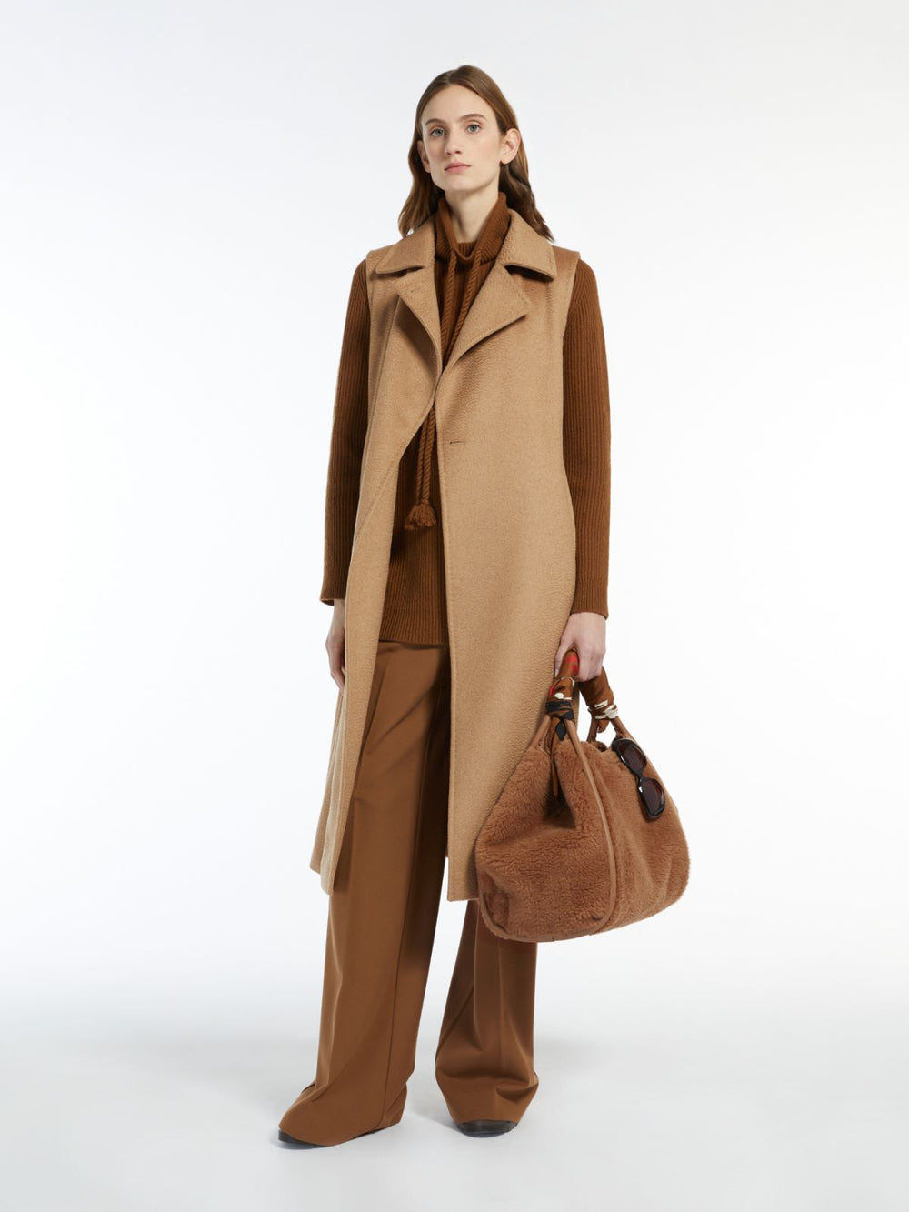 Medium Teddy fabric Marine bag - Camel