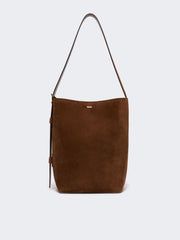 Small Archetipo bag in split leather - Dark brown