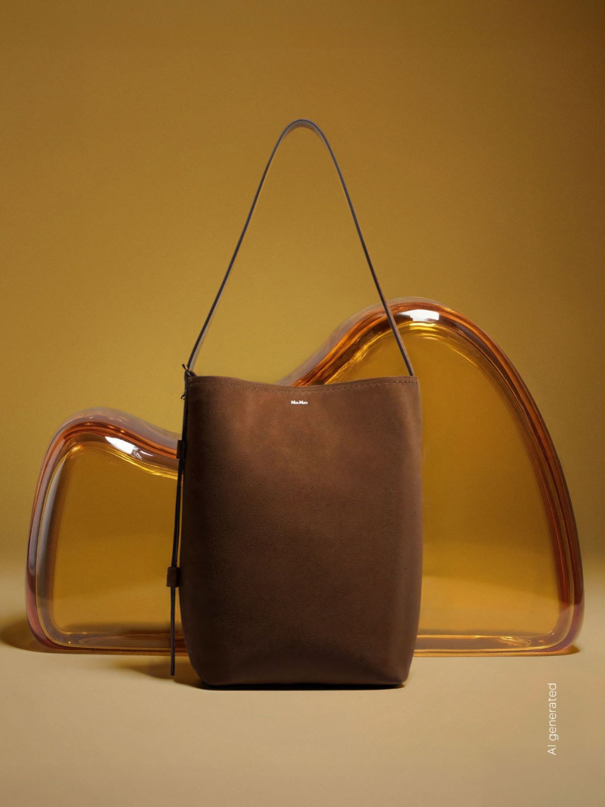 Small Archetipo bag in split leather - Dark brown