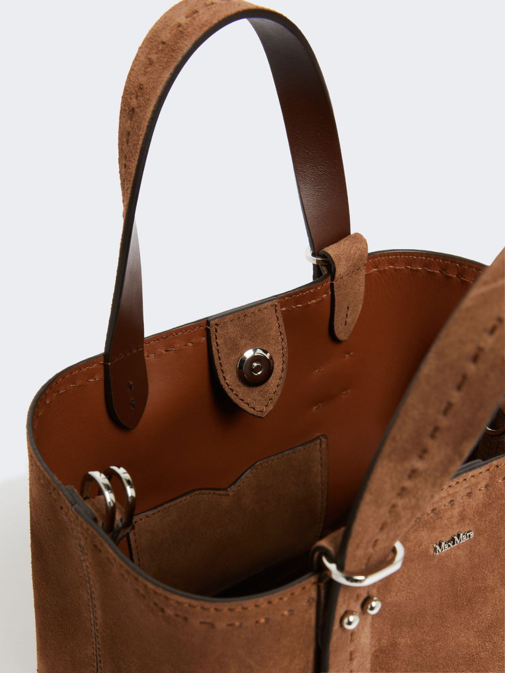 Extra-small split leather Archetipo bag - Dark brown