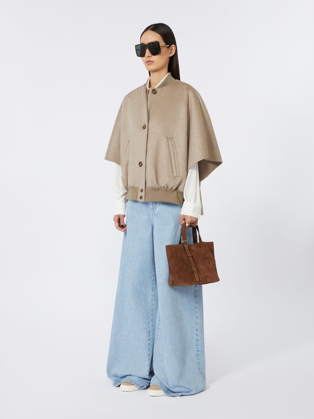 Extra-small split leather Archetipo bag - Dark brown