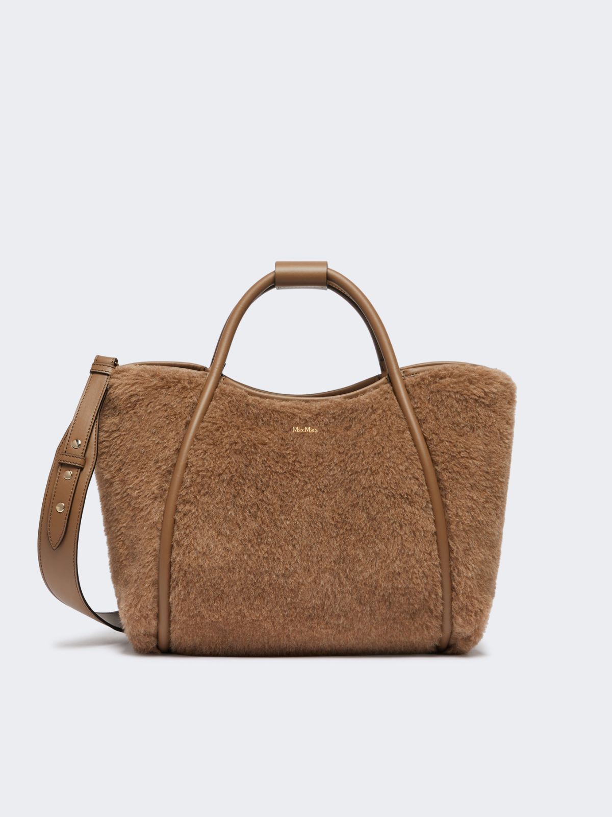 Small Marine Bag in alpaca and cashmere Teddy fabric - Bronze