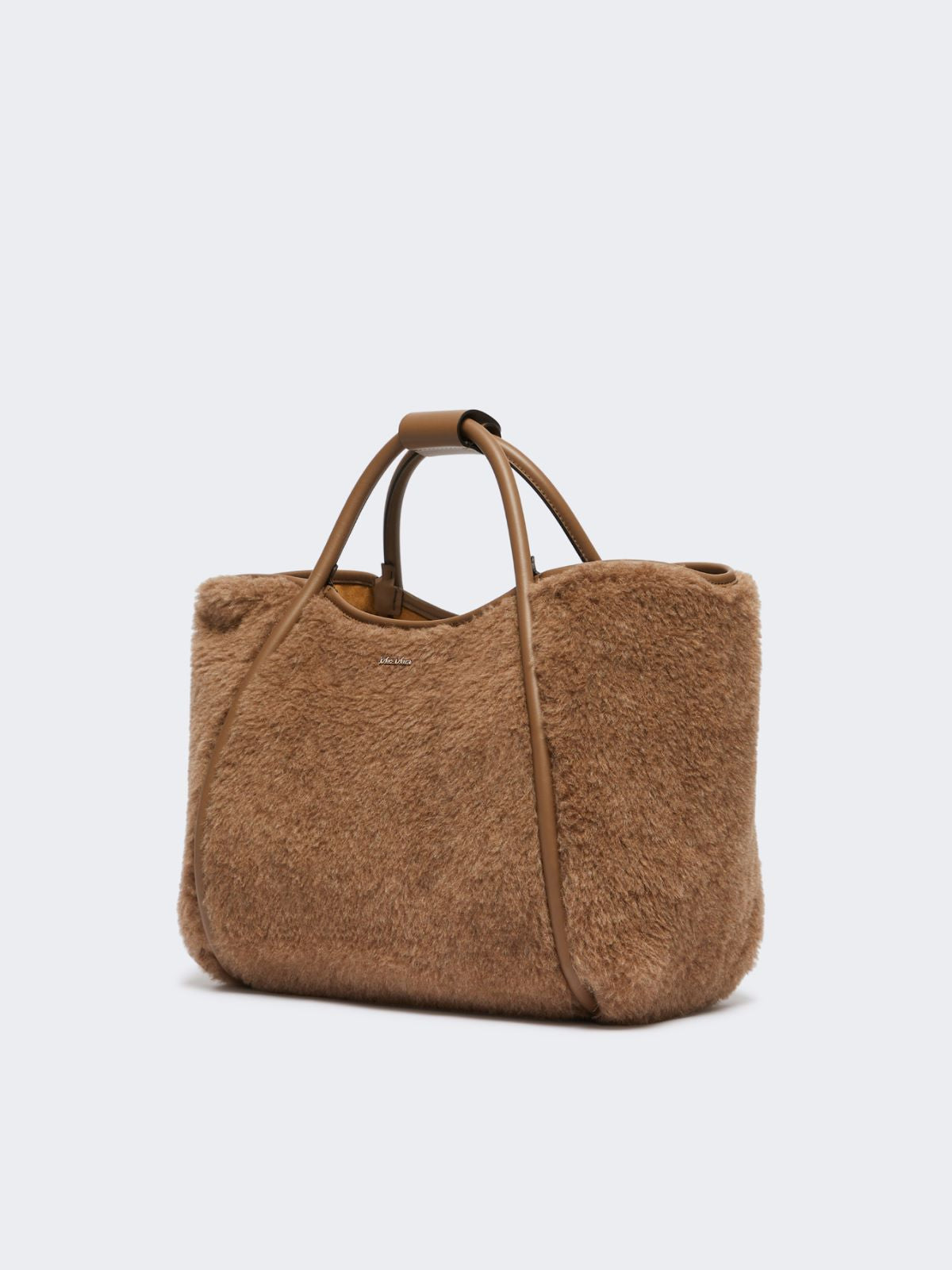 Small Marine Bag in alpaca and cashmere Teddy fabric - Bronze