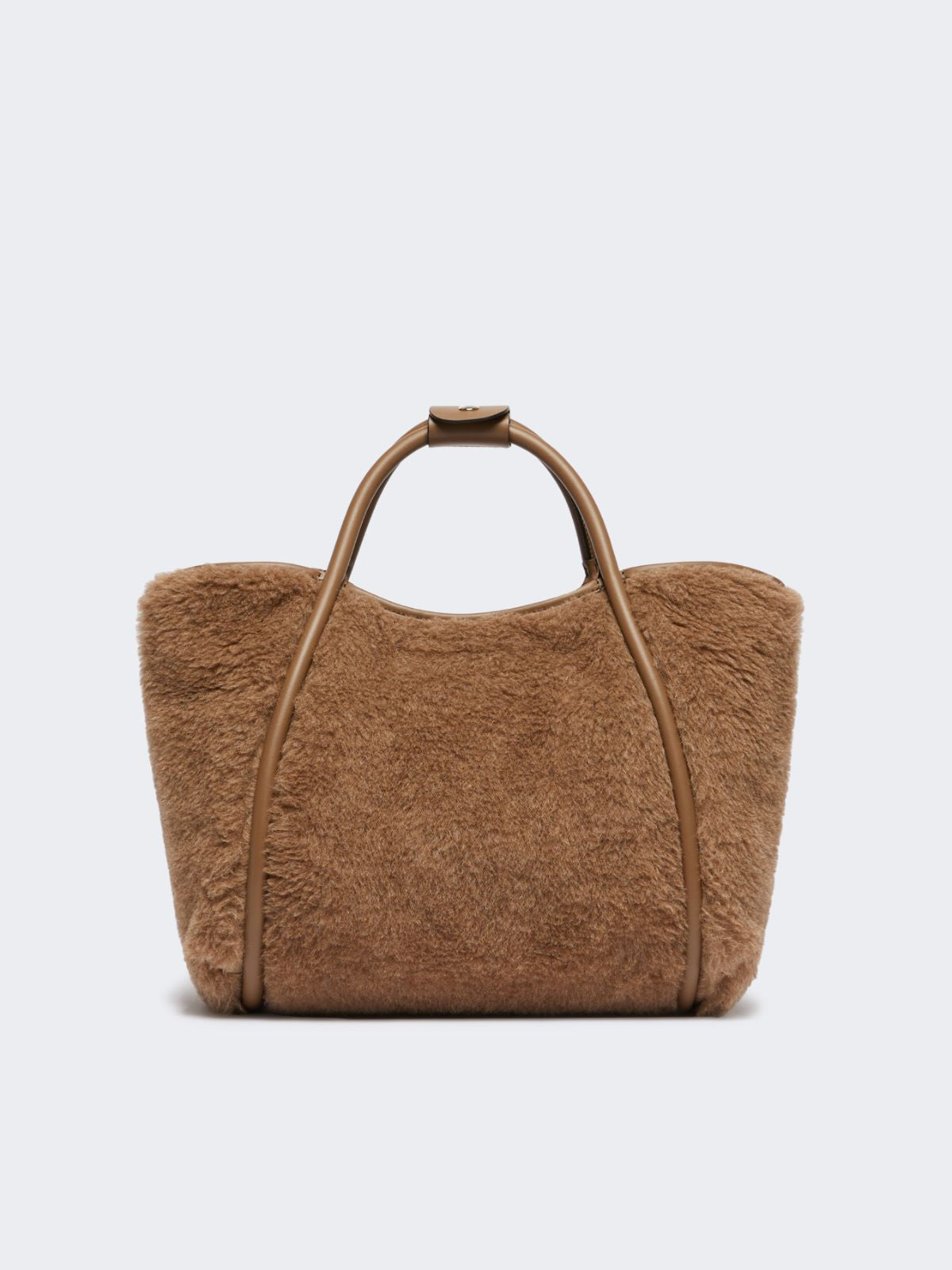 Small Marine Bag in alpaca and cashmere Teddy fabric - Bronze