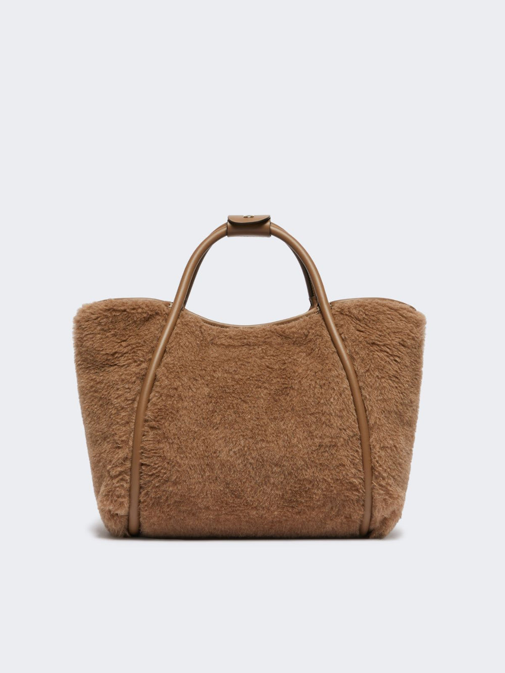 Small Marine Bag in alpaca and cashmere Teddy fabric - Bronze