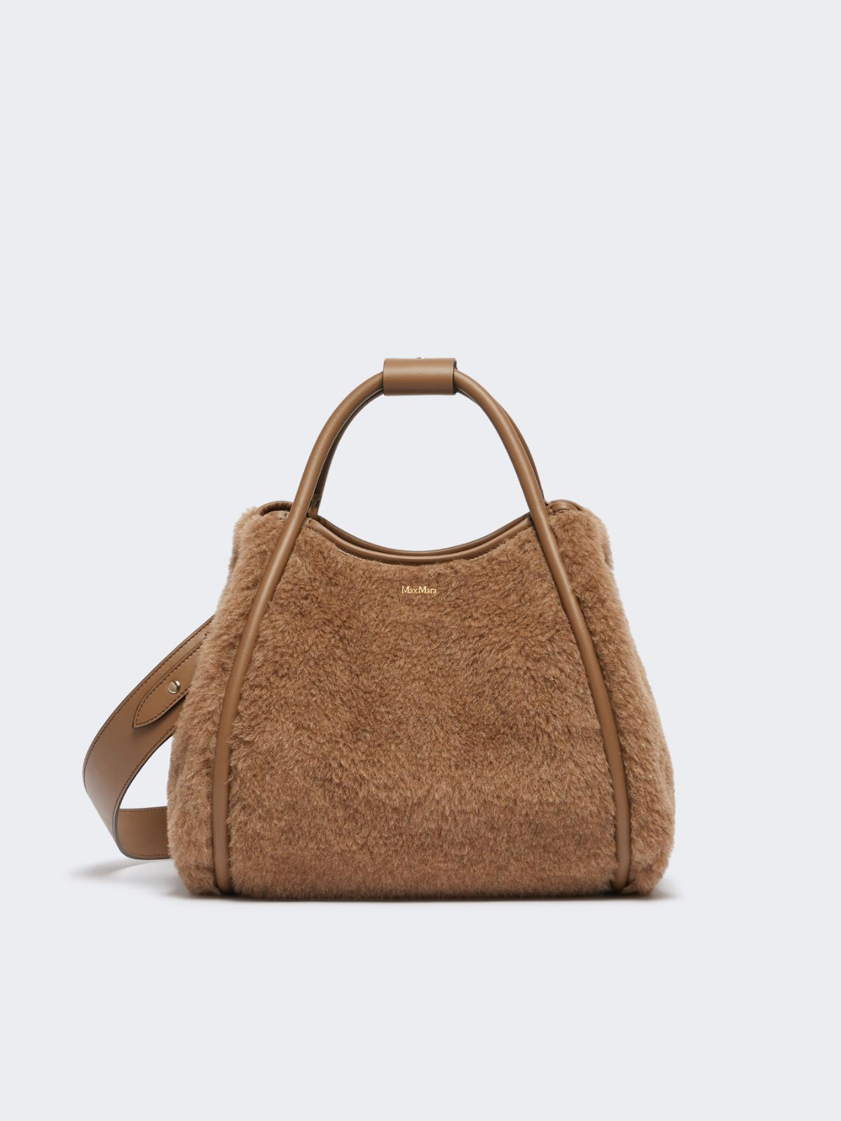 Small Marine Bag in alpaca and cashmere Teddy fabric - Bronze