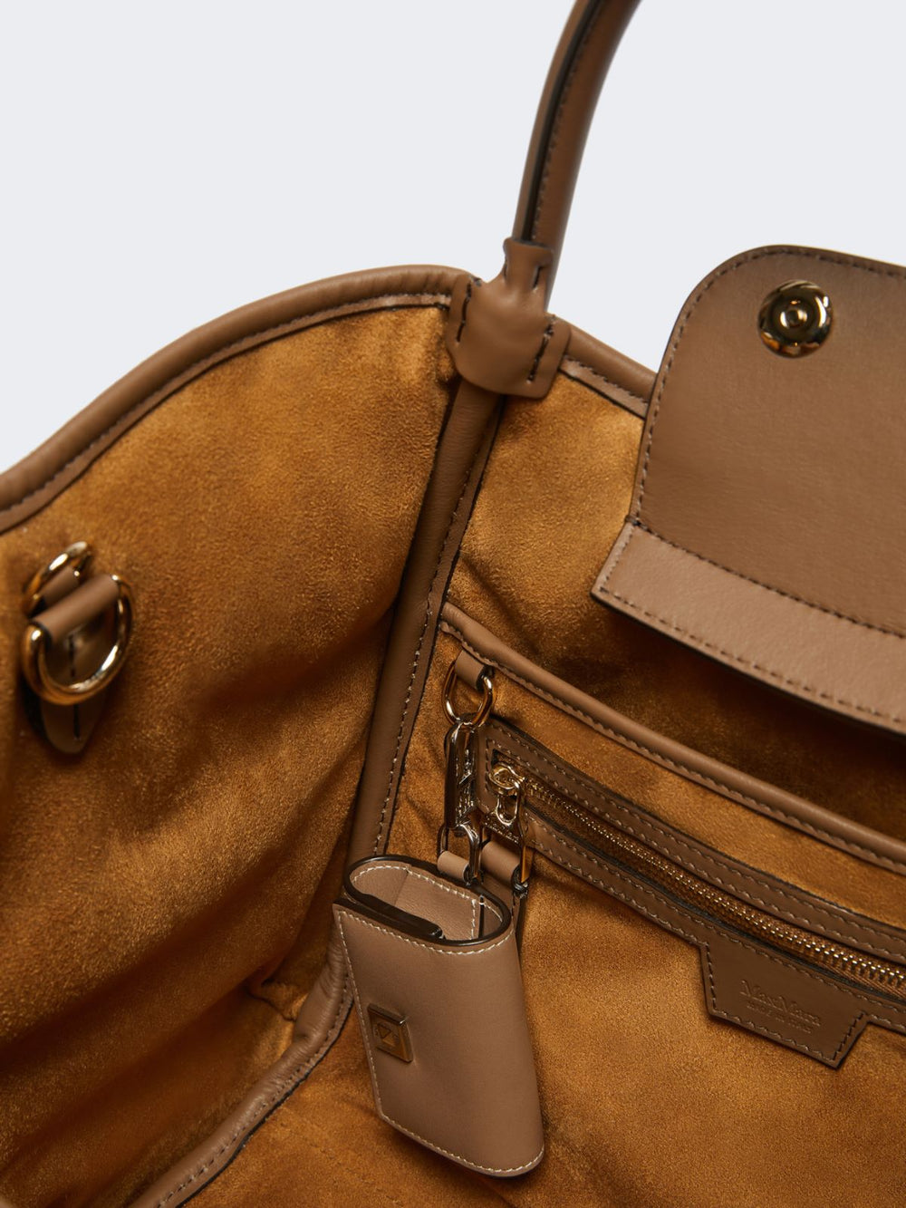 Small Marine Bag in alpaca and cashmere Teddy fabric - Bronze