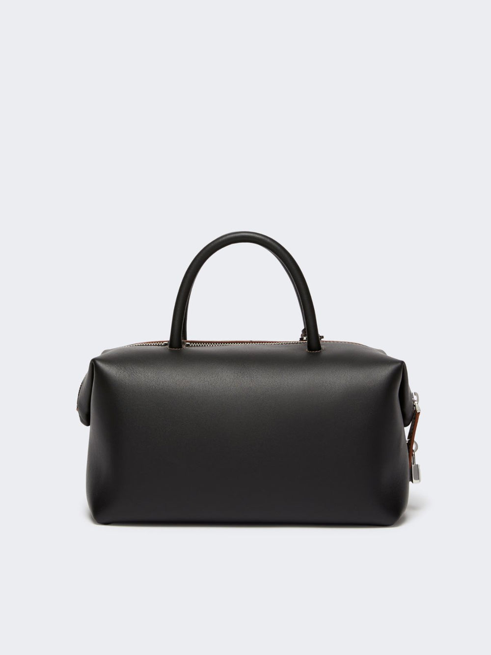 Medium natural leather bowler bag - Black