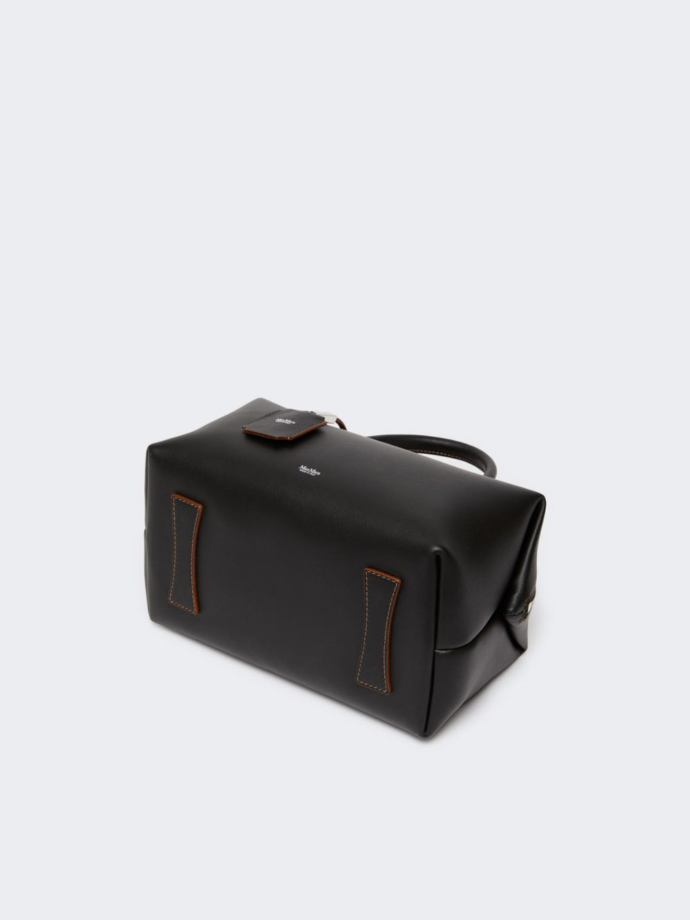 Medium natural leather bowler bag - Black