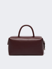 Medium natural leather bowler bag - Bordeaux