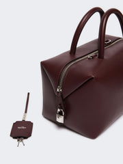 Medium natural leather bowler bag - Bordeaux