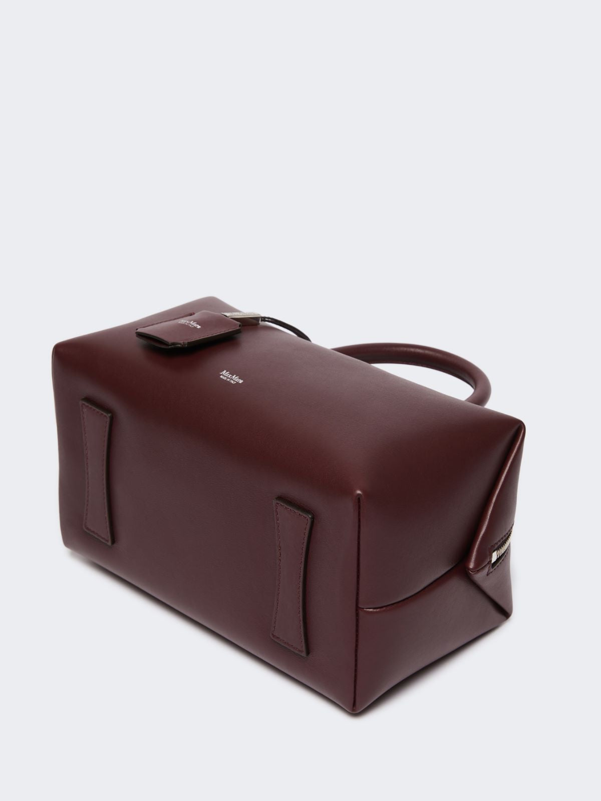 Medium natural leather bowler bag - Bordeaux