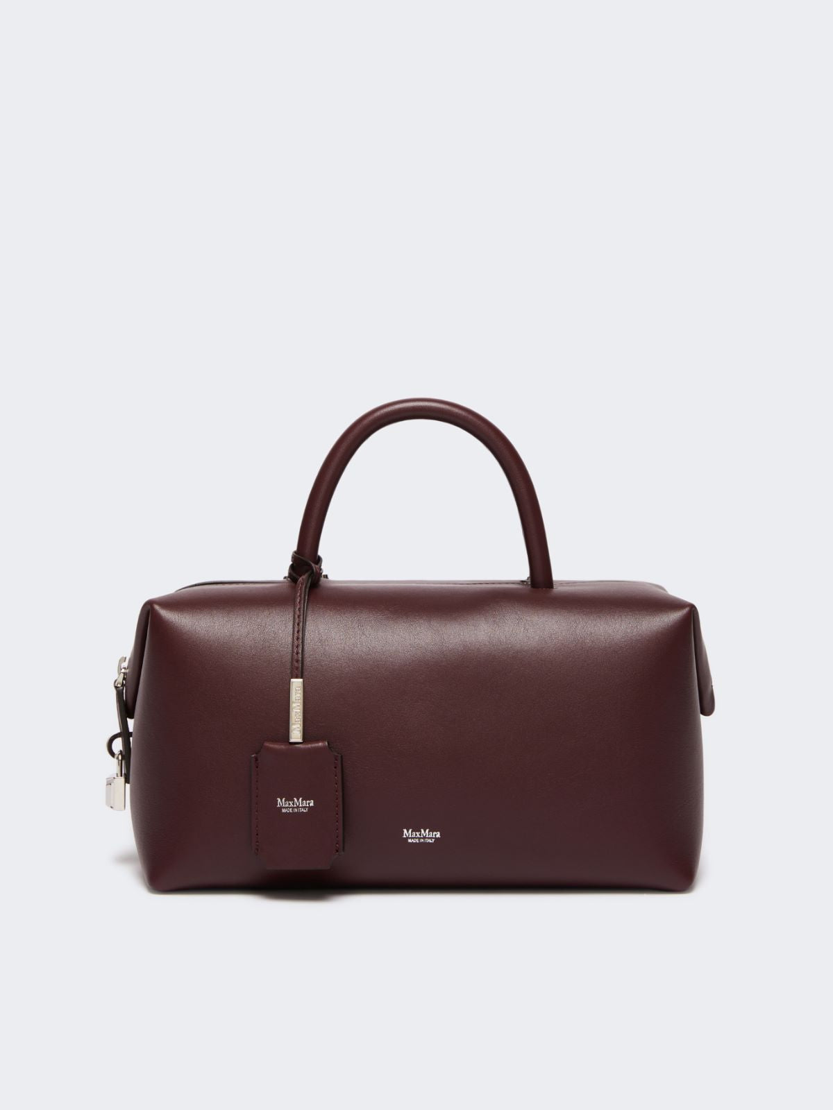 Medium natural leather bowler bag - Bordeaux