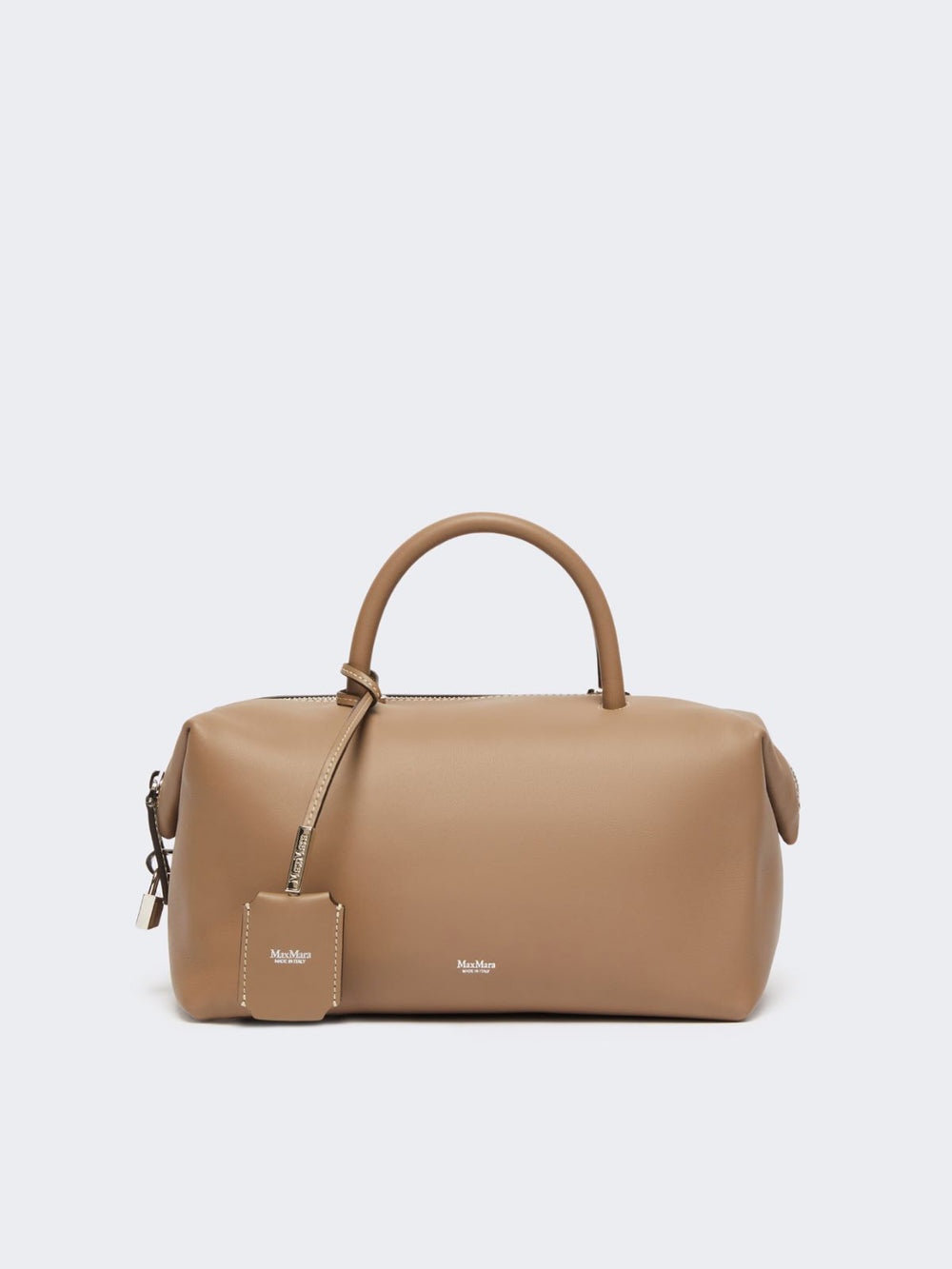 Medium natural leather bowler bag - Mud