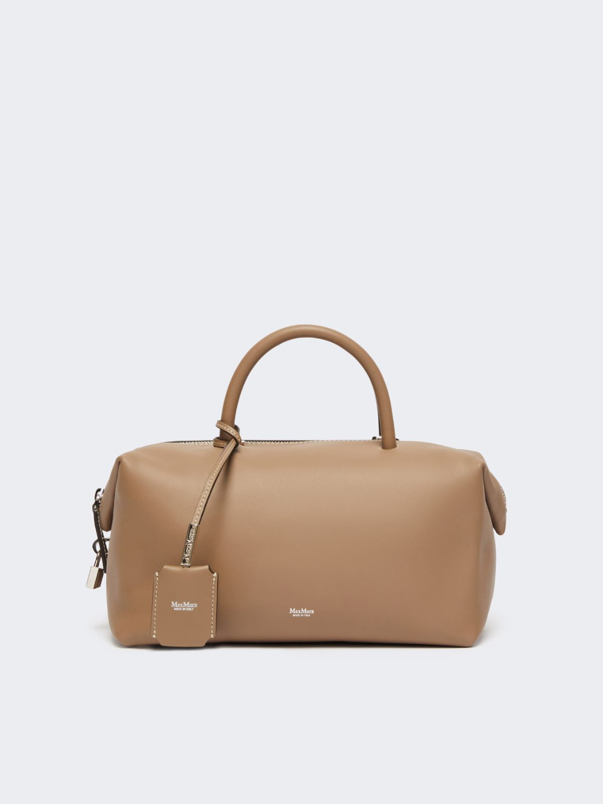 Medium natural leather bowler bag - Mud