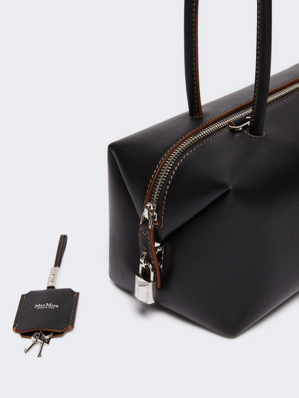 Natural leather bowler bag - Black