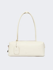 Natural leather bowler bag - White