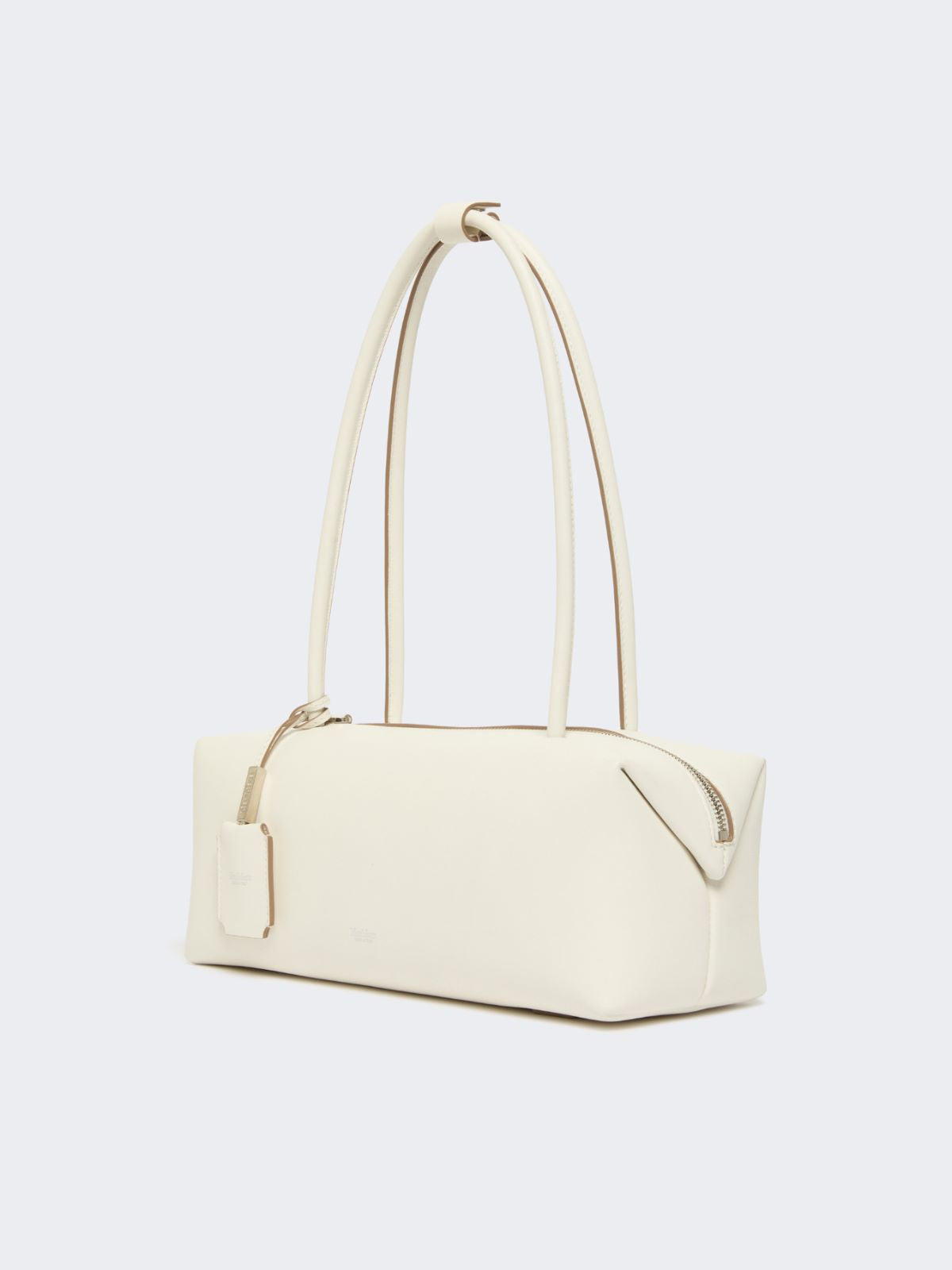 Natural leather bowler bag - White