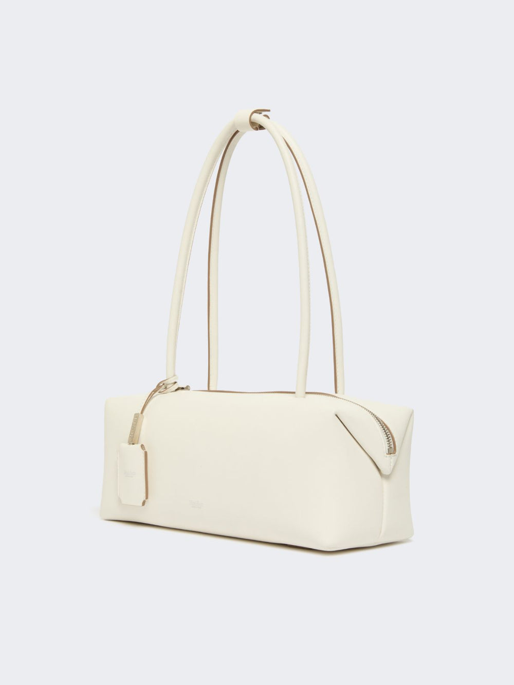 Natural leather bowler bag - White